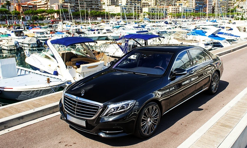 Luxury vehicle at cruise port terminal